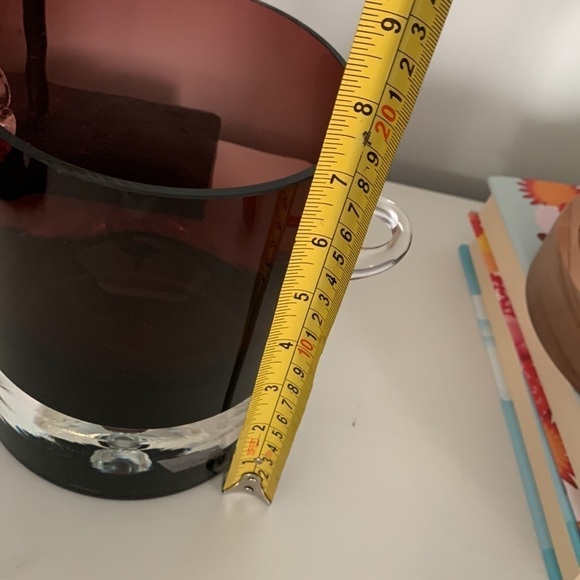 MCM Krosno Poland Block Art Glass With handles Vase Purple Clear Base Bubble - Picture 11 of 17